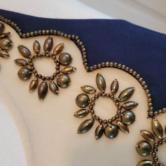 Lilly Pulitzer Navy Gold Beaded Fit And Flare Dress In Size 00 - Picture 4 of 7